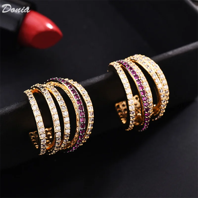 

Donia Jewelry Fashion Exaggerated Earrings Copper Micro Inlaid AAA Zircon Earrings Accessories Women's Banquet Jewelry