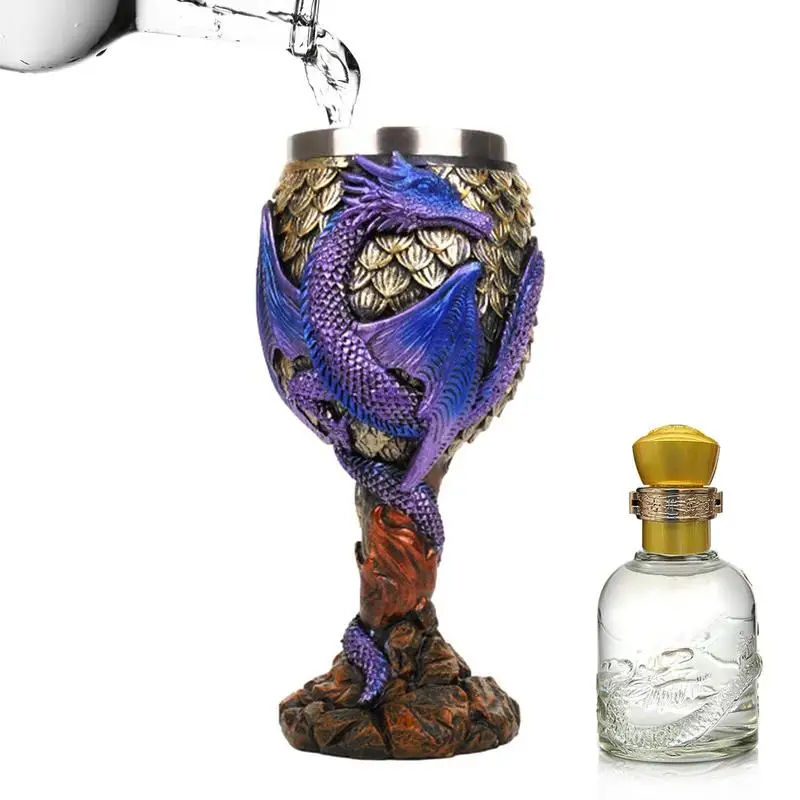 

Креативный бокал для вина в виде дракона, стакан для питья из нержавеющей стали, прочный дракон в средневековом стиле, яркое вино, посуда для бара, украшение