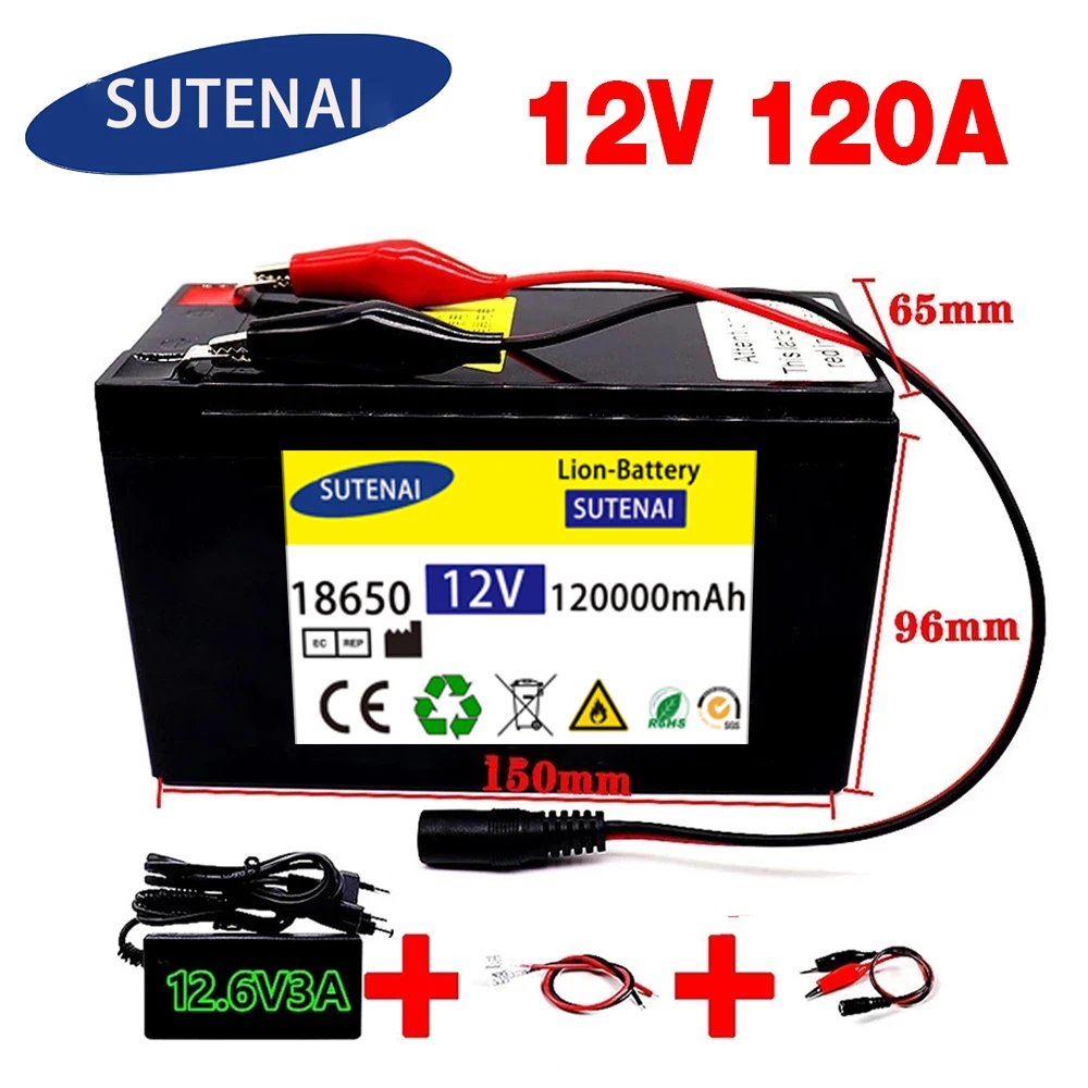 12V 120Ah 120000mAh 18650 lithium battery 30A sprayer built-in high current BMS electric vehicle battery +12.6V charger
12V 120Ah 120000mAh 18650 lithium battery 30A sprayer built-in high current BMS electric vehicle battery +12.6V charger
