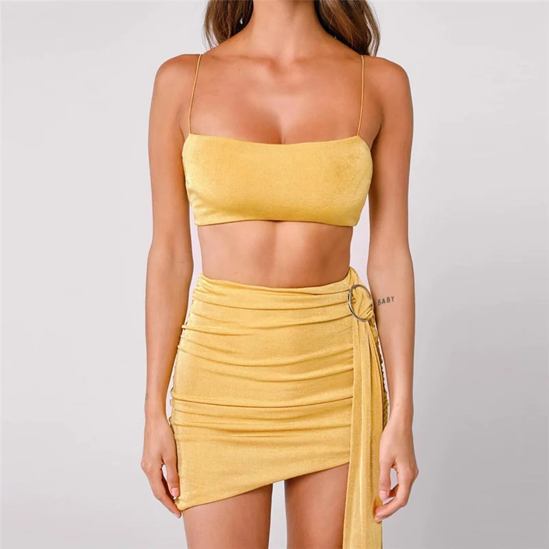 2022 Summer Two Piece Set Womens Sleeveless Crop Top And Mini Skirt Sexy Outfits Wrap Bodycon Dress For Night Club Party Wear 
2022 Summer Two Piece Set Womens Sleeveless Crop Top And Mini Skirt Sexy Outfits Wrap Bodycon Dress For Night Club Party Wear