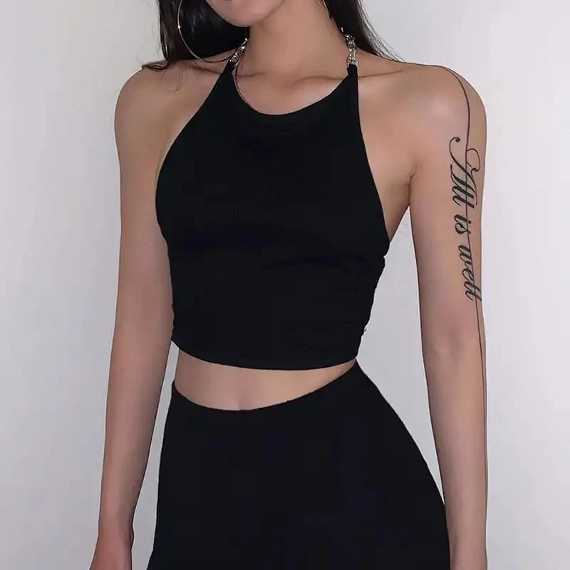 Vest Women Summer Fashion Sexy Backless Chain Neck-hanging Design Black Sling Top Female Slim Joker Camis Party Club Dance Y2k
Vest Women Summer Fashion Sexy Backless Chain Neck-hanging Design Black Sling Top Female Slim Joker Camis Party Club Dance Y2k