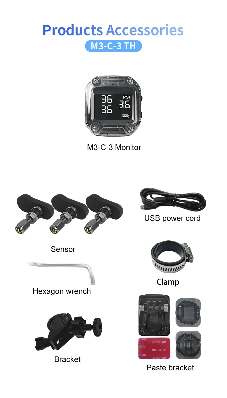 Бесплатная 3-колесная система контроля давления в шинах мотоцикла Trikes 3 колеса 3 внутренних/внешних датчиков Мотоцикл M3-C-3 TPMS
Бесплатная 3-колесная система контроля давления в шинах мотоцикла Trikes 3 колеса 3 внутренних/внешних датчиков Мотоцикл M3-C-3 TPMS