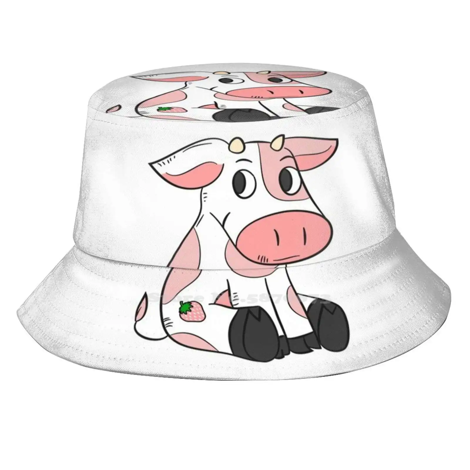 

Милая розовая клубника корова Рыбацкая шляпа Панама кепки клубника корова домашнее животное розовая корова клубника молочный коктейль клубника