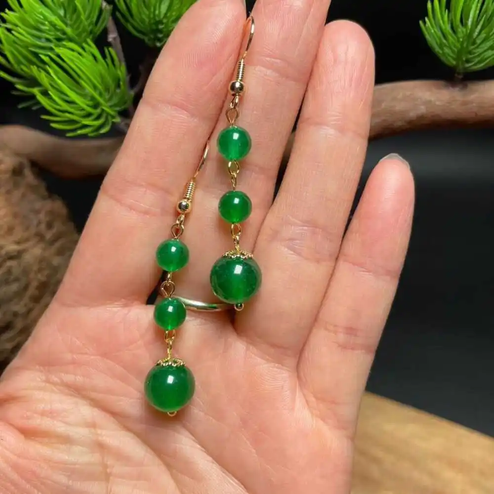 Natural jade Chrysoprase Beads Earrings 18k Chain Eardrop Diy Ear stud FOOL'S DAY Halloween New Year Aquaculture Women
Natural jade Chrysoprase Beads Earrings 18k Chain Eardrop Diy Ear stud FOOL'S DAY Halloween New Year Aquaculture Women