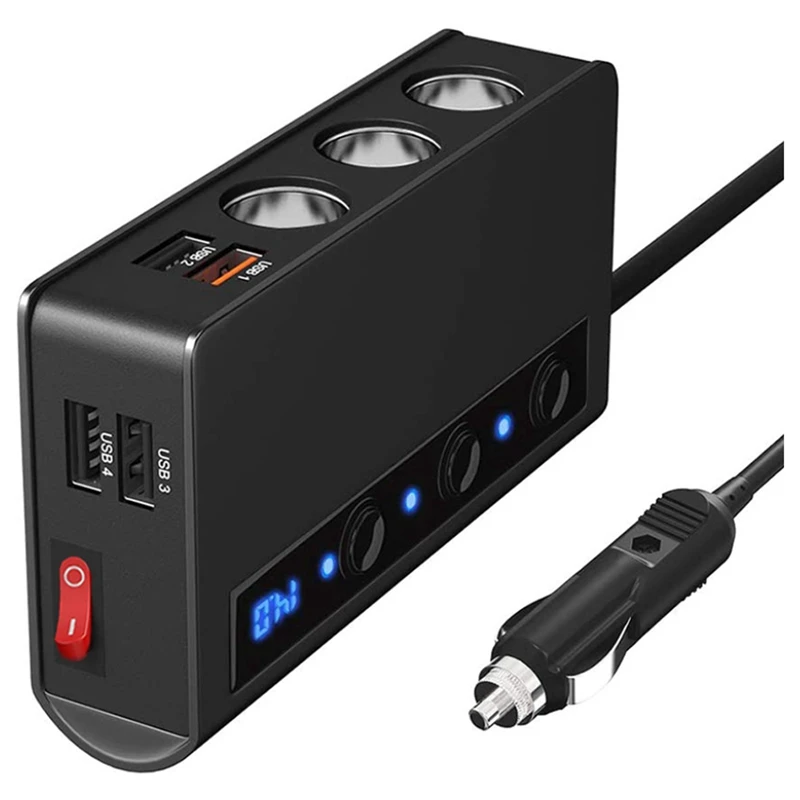 TR24 Quick Charge QC 3.0 -Cigarette Lighter Splitter 12V/24V 3 Socket 180W With 4-Port USB Car Charger ON-OFF Power
TR24 Quick Charge QC 3.0 -Cigarette Lighter Splitter 12V/24V 3 Socket 180W With 4-Port USB Car Charger ON-OFF Power