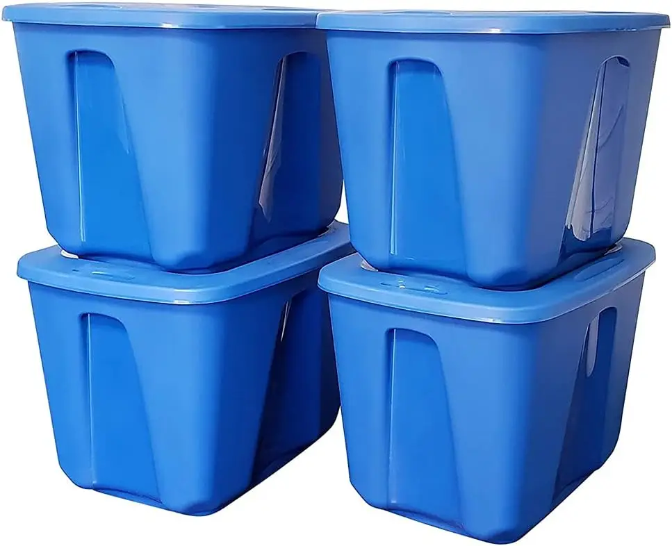 HOMZ 18 Gallon Medium Standard Stackable Plastic Storage Container Bin with Secure Snap Lid for Home Organization, Blue, 4 Pack
HOMZ 18 Gallon Medium Standard Stackable Plastic Storage Container Bin with Secure Snap Lid for Home Organization, Blue, 4 Pack