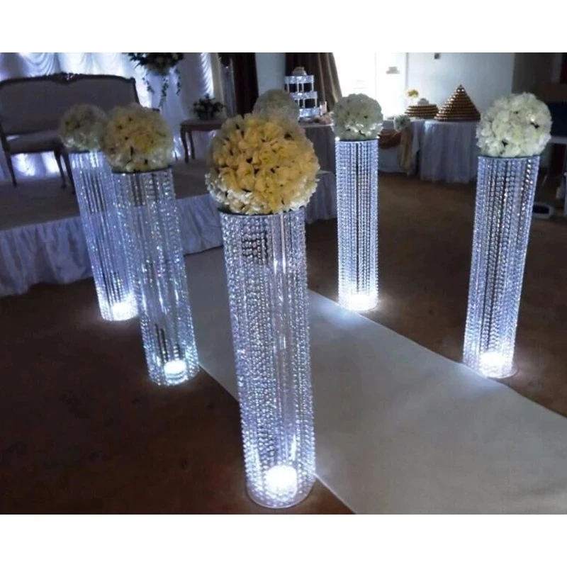 

4PCS 110CM Diameter Crystal Wedding Road Lead Acrylic Centerpiece For Event Party Decoration