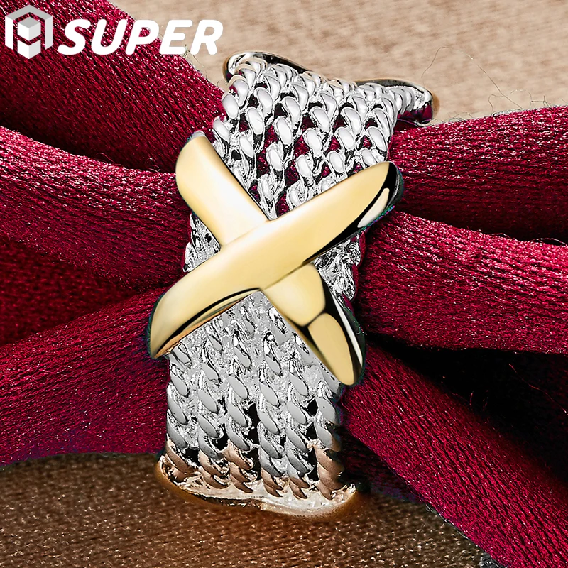 925 Sterling Silver Gold Letter X Ring For Woman Man Fashion Wedding Engagement Party Gift Charm Jewelry
925 Sterling Silver Gold Letter X Ring For Woman Man Fashion Wedding Engagement Party Gift Charm Jewelry