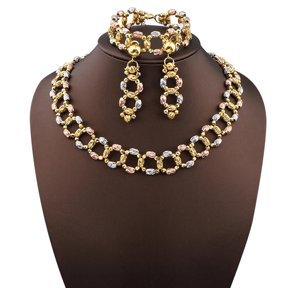 Fashion Jewelry Set Necklace Bracelet And Earrings Sets Dubai Gold Color Jewelry For Women Bridal Wedding Party Gifts
Fashion Jewelry Set Necklace Bracelet And Earrings Sets Dubai Gold Color Jewelry For Women Bridal Wedding Party Gifts