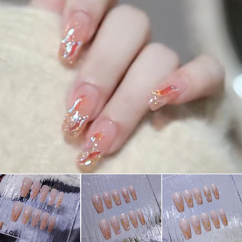 24pc Youthful Cute Style Shiny Rhinestones Ballet Nails Long Paragraph Sweet Fake Nails with Glue Finished Nail Piece Best Gifts 
24pc Youthful Cute Style Shiny Rhinestones Ballet Nails Long Paragraph Sweet Fake Nails with Glue Finished Nail Piece Best Gifts