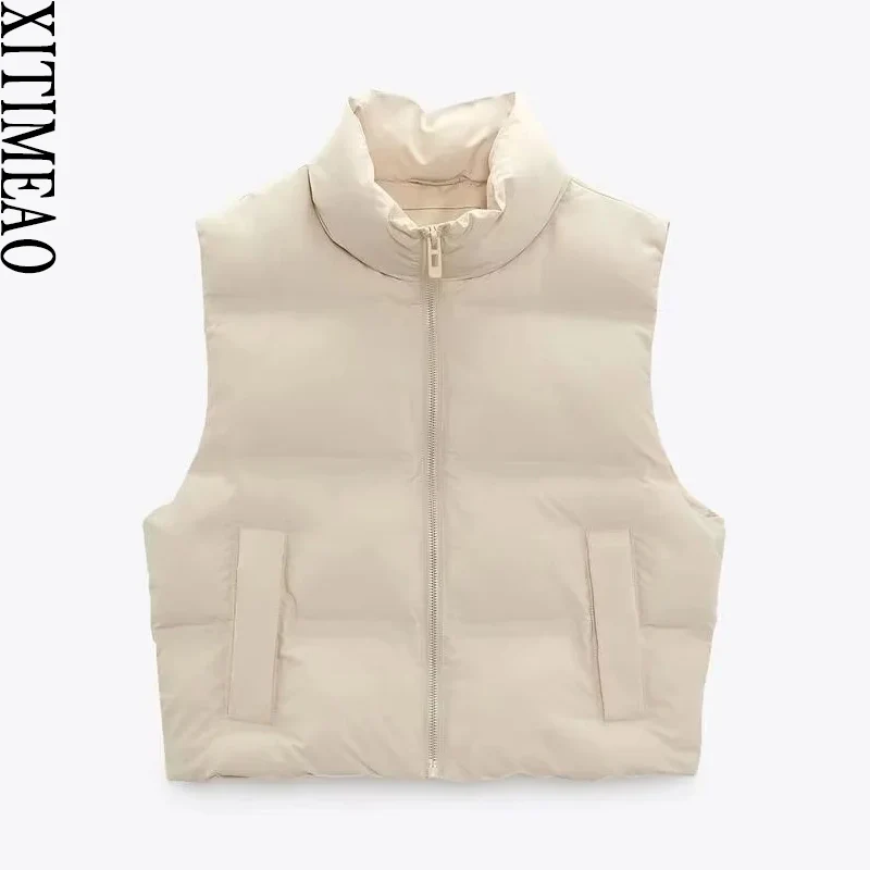Xitimeao Women Fashion Solid Color Padded Vest Coat Vintage High Neck Front Zipper Female Waistcoat Chic Tops
Xitimeao Women Fashion Solid Color Padded Vest Coat Vintage High Neck Front Zipper Female Waistcoat Chic Tops