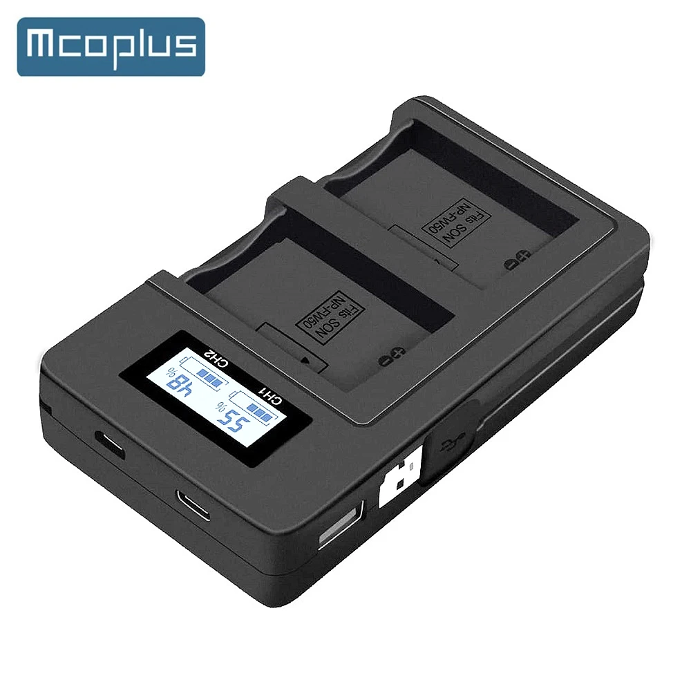

Mcoplus NP-FW50 LCD Dual Battery Charger for Sony Alpha A6000 A6400 A6100 A6300 A6500 A5100 A7 A7II A7R A7RII A7S A7SII A5000 A9