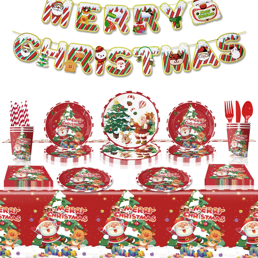 

Рождественские аксессуары, любимая одноразовая посуда, чашки, тарелки, салфетки, скатерти, подарочные пакеты, украшения для рождественской вечеринки