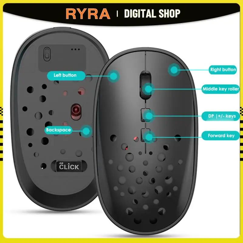 

Мышь Компьютерная RYRA тонкая беспроводная Бесшумная, 6 клавиш, 2,4 ГГц