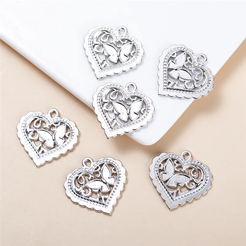 10 шт./лот ажурные подвески в виде сердца, бабочки, серебряный цвет, двухсторонний кулон, DIY браслет, ожерелье для изготовления ювелирных изде... 
10 шт./лот ажурные подвески в виде сердца, бабочки, серебряный цвет, двухсторонний кулон, DIY браслет, ожерелье для изготовления ювелирных изде...