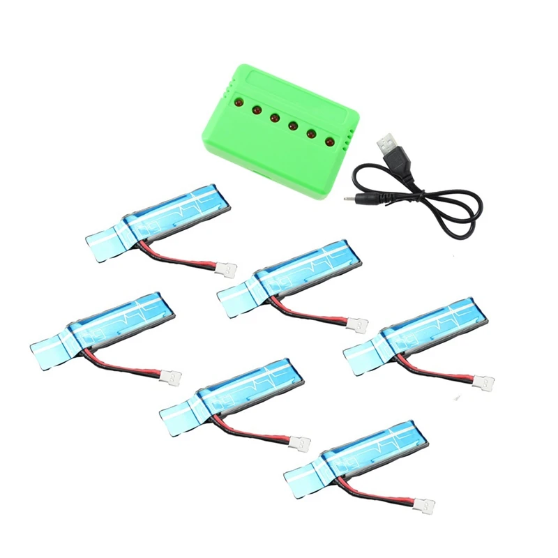 

6PC 3.7V 520Mah 30C Upgraded Li-Po Battery With USB Charger For Wltoys XK K110 K110S V930 V977 RC Helicopter Spare Parts