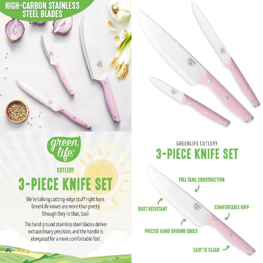 

Красивый набор из 3 розовых ножей из нержавеющей стали-идеально подходит для любых кухонных нужд!