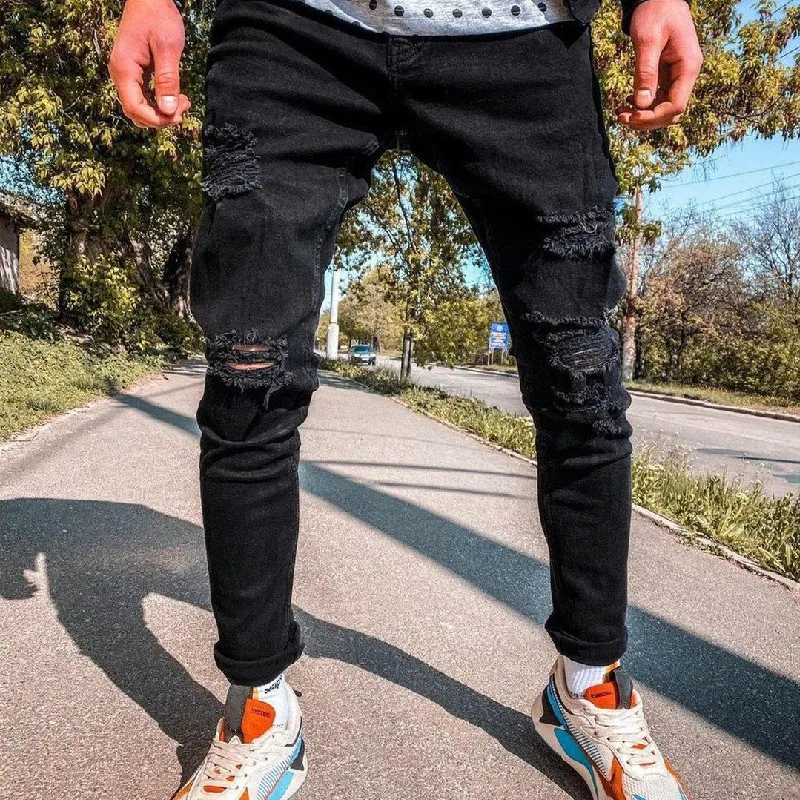 Men's Classic Black Jeans Streetwear Fashion Ripped Elastic Slim Fit Pencil Pants Denim Youth Male Casual Skinny Cowboy Trousers
Men's Classic Black Jeans Streetwear Fashion Ripped Elastic Slim Fit Pencil Pants Denim Youth Male Casual Skinny Cowboy Trousers