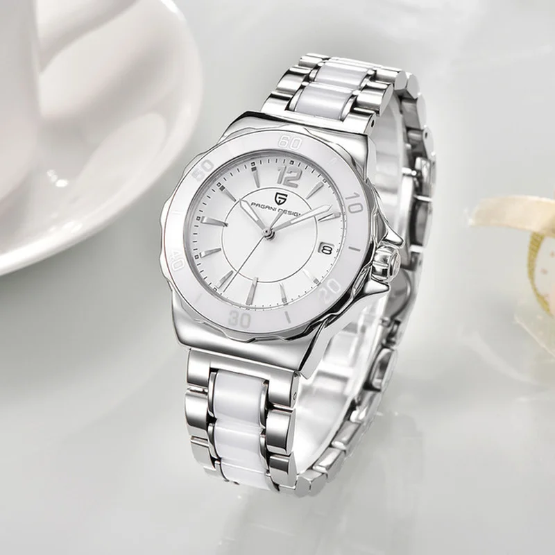 PAGANI DESIGN Stainless Steel Ceramic Strap Casual Fashion Quartz Watch 30M Water Resistant Calendar Display Watch
PAGANI DESIGN Stainless Steel Ceramic Strap Casual Fashion Quartz Watch 30M Water Resistant Calendar Display Watch