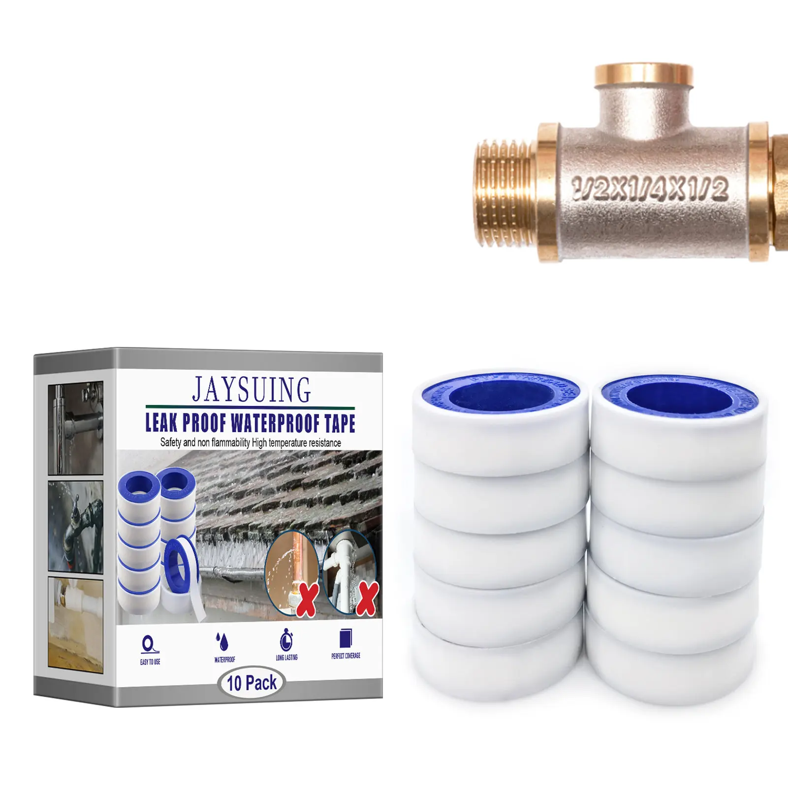 10 pcs Waterproof Sealing Tape Pipe Sealant Tape Thread Tape Plumbing Tape Pipe Tape for Seal Plumbers
10 pcs Waterproof Sealing Tape Pipe Sealant Tape Thread Tape Plumbing Tape Pipe Tape for Seal Plumbers