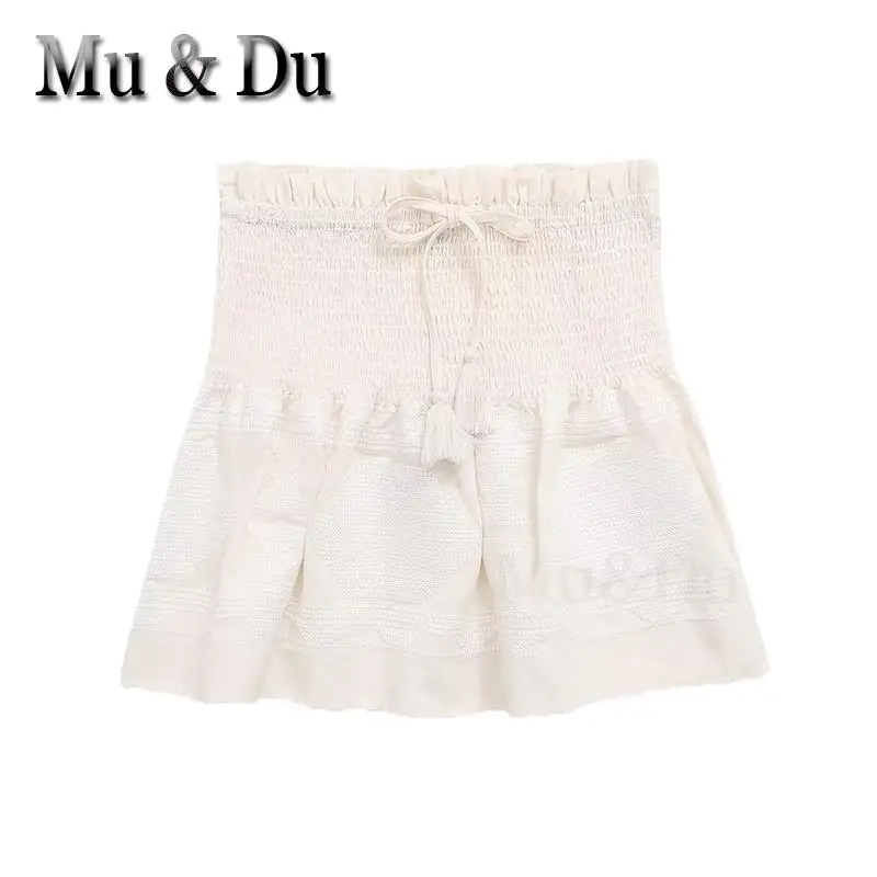 Mu&Du 2023 Summer Women's Linen High Waist Elastic Mini Skirt Vintage Casual Beach Short Skirts Female Bow Pleat Chic Bottoms
Mu&Du 2023 Summer Women's Linen High Waist Elastic Mini Skirt Vintage Casual Beach Short Skirts Female Bow Pleat Chic Bottoms