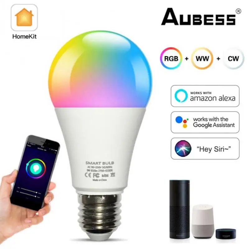 Светодиодная Смарт светильник лампа Aubess с Wi-Fi, RGB, E27, лампа с изменением цвета, с голосовым управлением, Alexa Google Home Assistant, с дистанционным управ...
Светодиодная Смарт светильник лампа Aubess с Wi-Fi, RGB, E27, лампа с изменением цвета, с голосовым управлением, Alexa Google Home Assistant, с дистанционным управ...