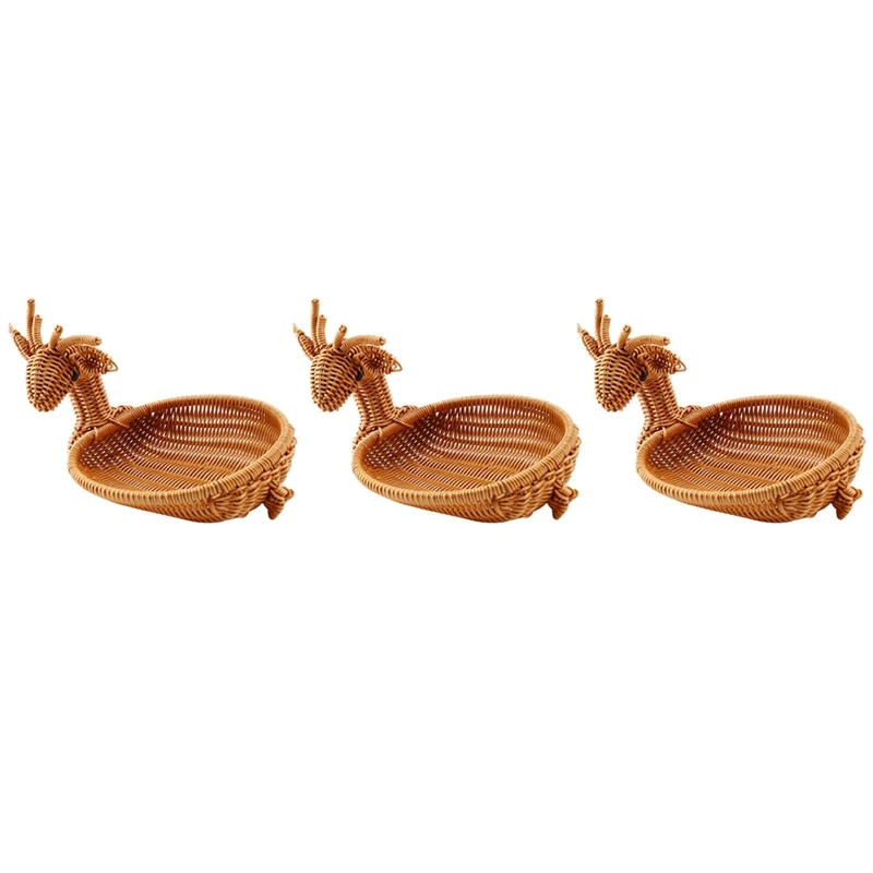 3X Rattan Woven Fruit Basket, Imitation Deer Bread Basket Fruit Bowls Tray Vegetable Novelty Animal Shaped Basket Small
3X Rattan Woven Fruit Basket, Imitation Deer Bread Basket Fruit Bowls Tray Vegetable Novelty Animal Shaped Basket Small