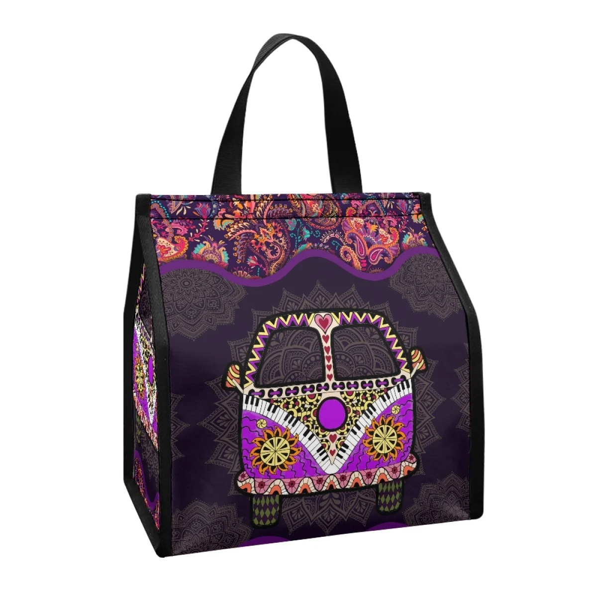 FORUDESIGNS Paisley Mandala Peace Portable Lunch Carry Bag for Women Children School Work Trip Picnic Dinner Food Canvas Handbag
FORUDESIGNS Paisley Mandala Peace Portable Lunch Carry Bag for Women Children School Work Trip Picnic Dinner Food Canvas Handbag