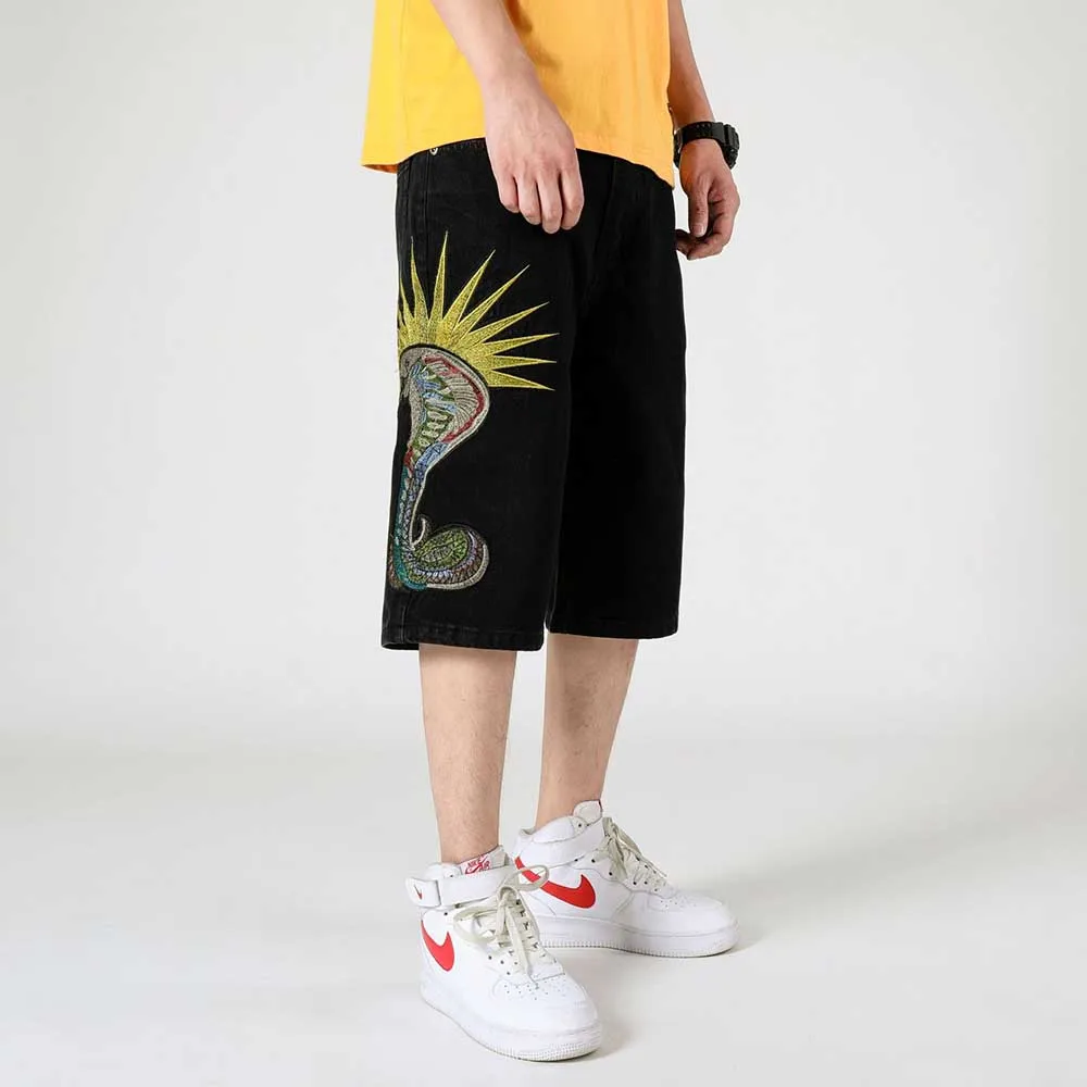 Fashion Summer Snake Embroidery Boardshorts Men's Casual Denim Shorts Straight Loose Baggy Wide Leg Streetwear Hiphop Clothing
Fashion Summer Snake Embroidery Boardshorts Men's Casual Denim Shorts Straight Loose Baggy Wide Leg Streetwear Hiphop Clothing