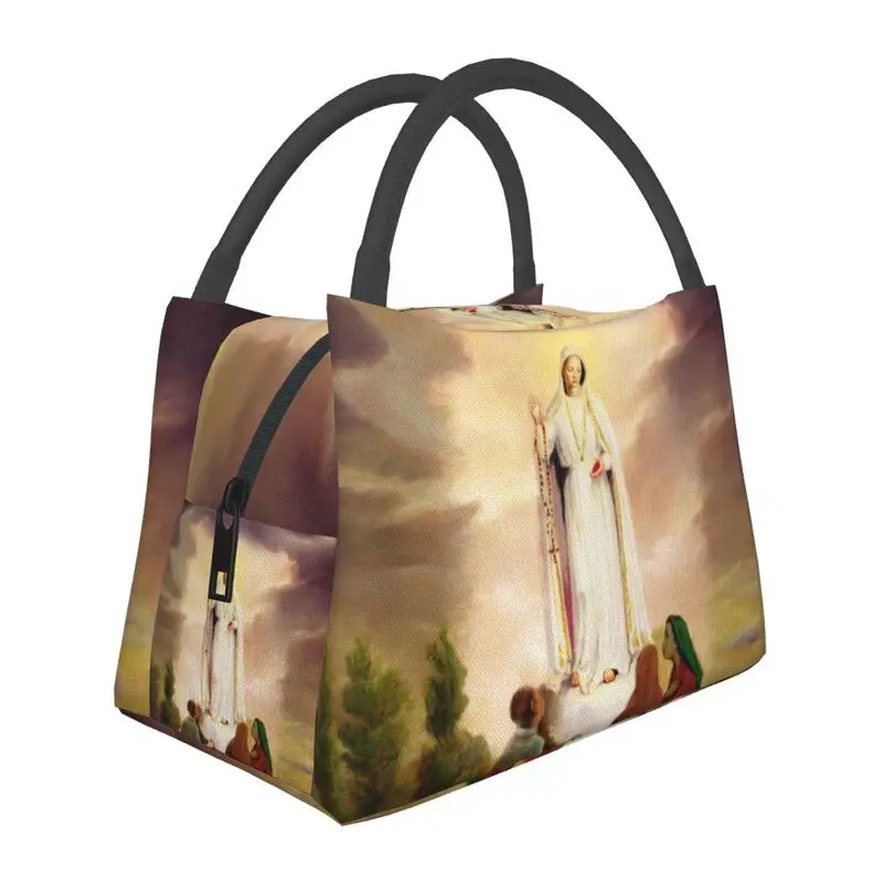 

Our Lady Of Fatima Insulated Lunch Bags for Portable Rosary Catholic Christian Virgin Mary Cooler Thermal Lunch Tote Work Picnic