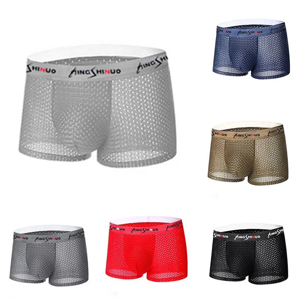 Mens Boxers Mesh Thin Boxer Sexy U Convex Panties Breathable Underwear Summer New Trunks Shorts Lingerie Shorts L-4XL 6 Colors
Mens Boxers Mesh Thin Boxer Sexy U Convex Panties Breathable Underwear Summer New Trunks Shorts Lingerie Shorts L-4XL 6 Colors