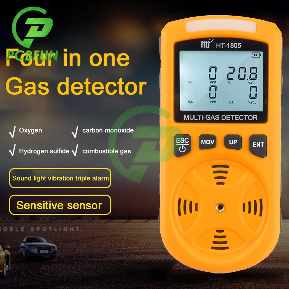 

Ht-1805 Indoor Gas Detector Portable Four-In-One H2s Co Co2 O2 LEL Combustible Gas Detector Air Quality Meter Monitor