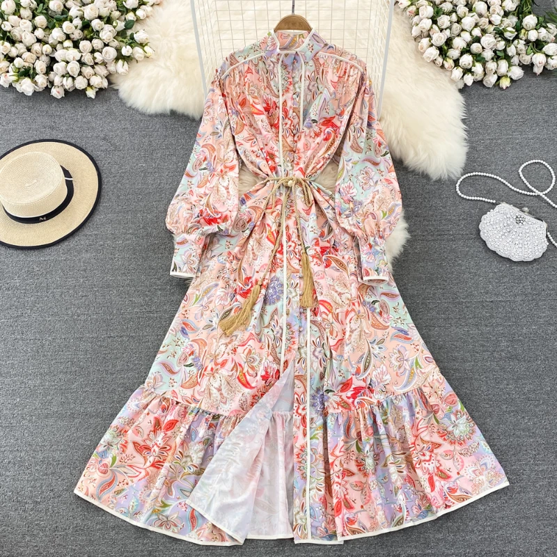 Stand-up Collar Single-breasted Printed Dress Women's 2022 New Spring Autumn Elegant Fashionable Vintage Long Dresses YQ473
Stand-up Collar Single-breasted Printed Dress Women's 2022 New Spring Autumn Elegant Fashionable Vintage Long Dresses YQ473