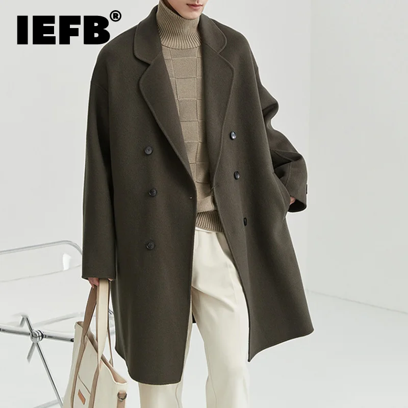 IEFB Men's Wool Coat Fashion Double Sided Mid Length Autumn New Loose Casual Woolen Outerwear Solid Color Thicken Trench 9C1383
IEFB Men's Wool Coat Fashion Double Sided Mid Length Autumn New Loose Casual Woolen Outerwear Solid Color Thicken Trench 9C1383
