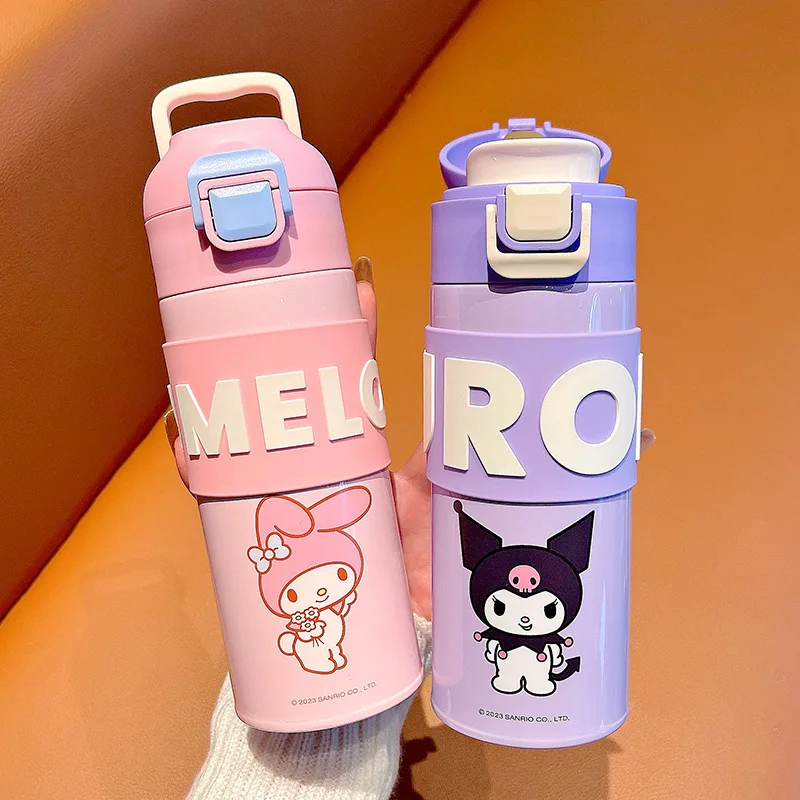 

Cartoon Sanrio Pachacco Thermos Water Bottle Kawaii Anime Kuromi My Melody Cinnamoroll 400/500 Ml Portable Insulated Water Cup
