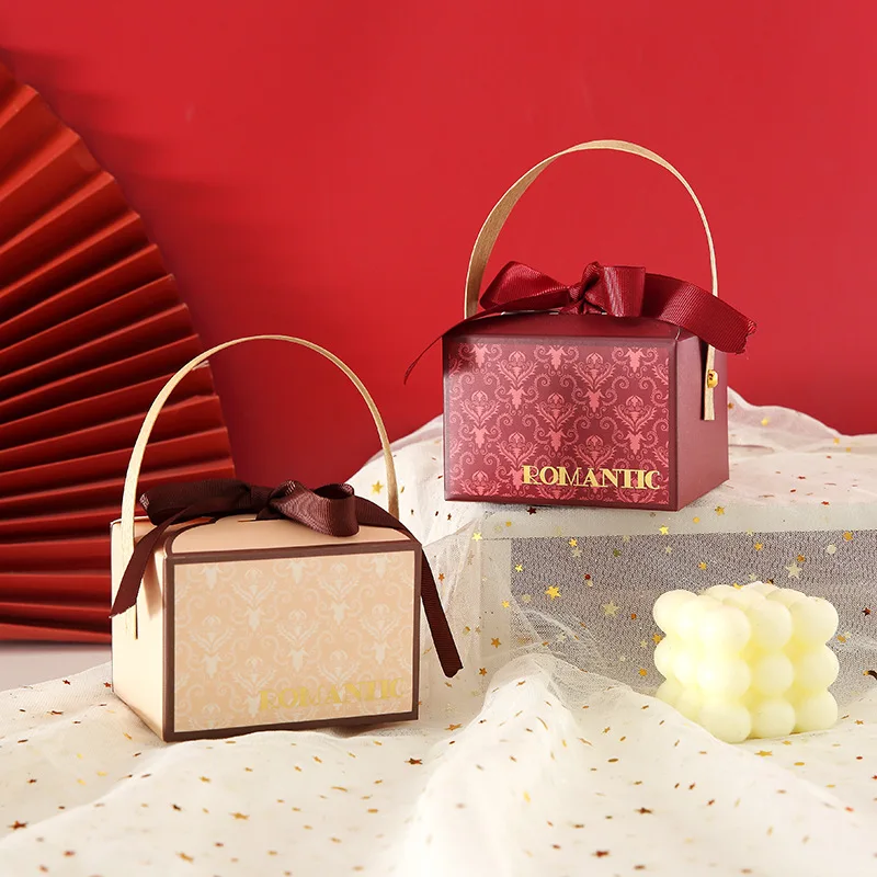 

Кубический светильник, Цветочная декоративная корзина, бумажная коробка конфет с ленточка на свадебные подарки, пакет для гостей, новогодняя Подарочная коробка на день рождения