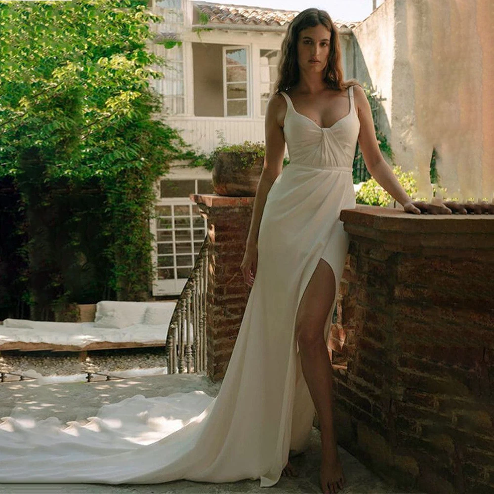 Simple Mermaid Wedding Dresses 2022 Spaghetti Straps Sexy Sweetheart Soft Satin Bridal Gown High Slit Elegant Vestidos De Novia
Simple Mermaid Wedding Dresses 2022 Spaghetti Straps Sexy Sweetheart Soft Satin Bridal Gown High Slit Elegant Vestidos De Novia