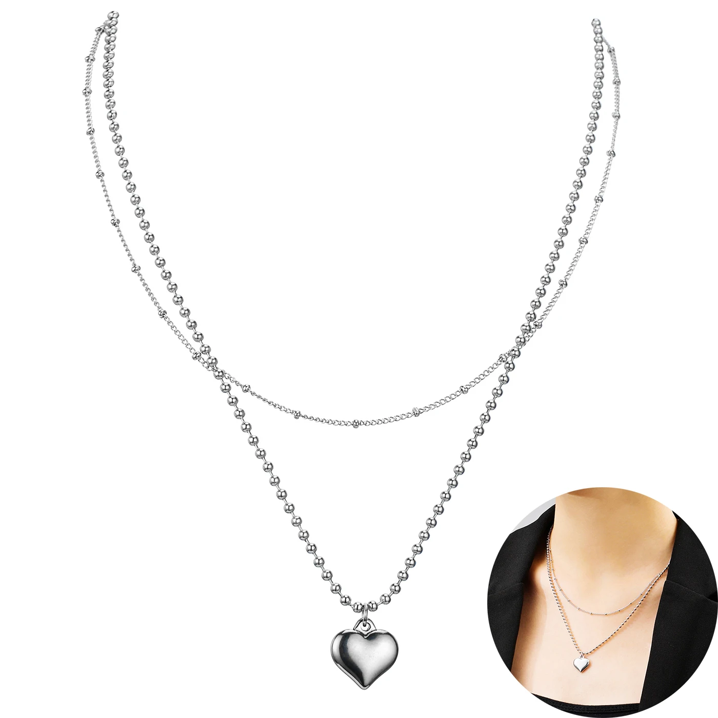 Layered Tiny Heart Choker Necklace for Women Silver Color Chain Smalll Love Pendant on Neck Bohemian Necklaces Jewelry Gift
Layered Tiny Heart Choker Necklace for Women Silver Color Chain Smalll Love Pendant on Neck Bohemian Necklaces Jewelry Gift