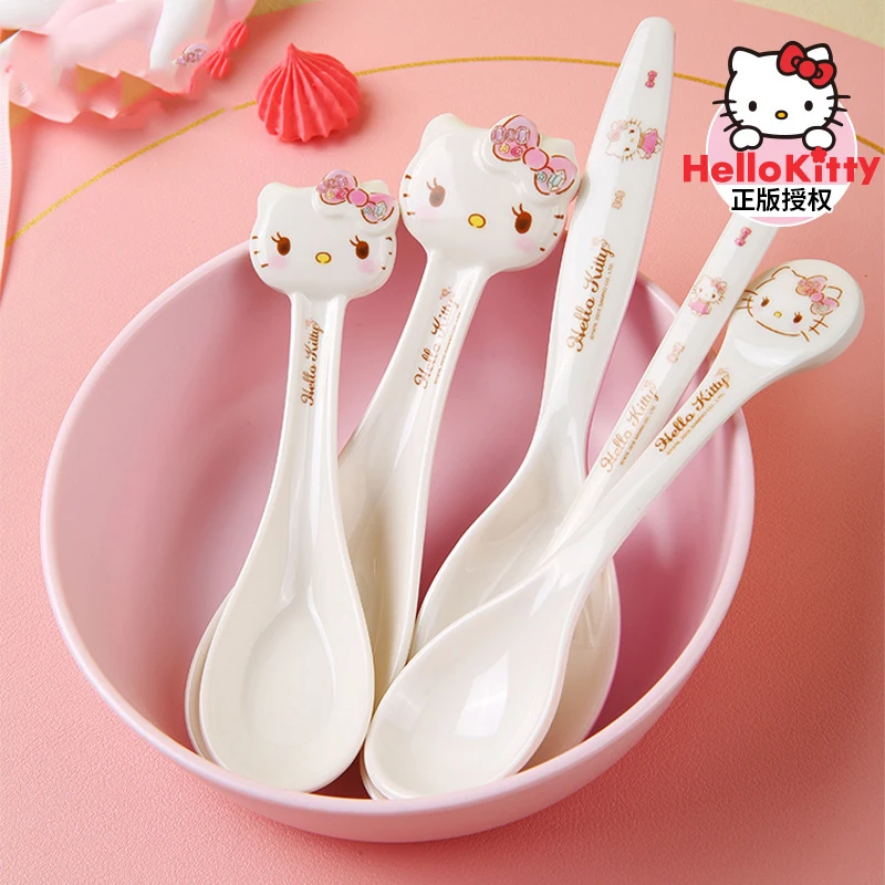 

Sanrio Hello Kitty Spoon Tableware Thickening Spoon Creative Long Handle Spoon Soup Ladle Home Kitchen Essential Tools Kawaii