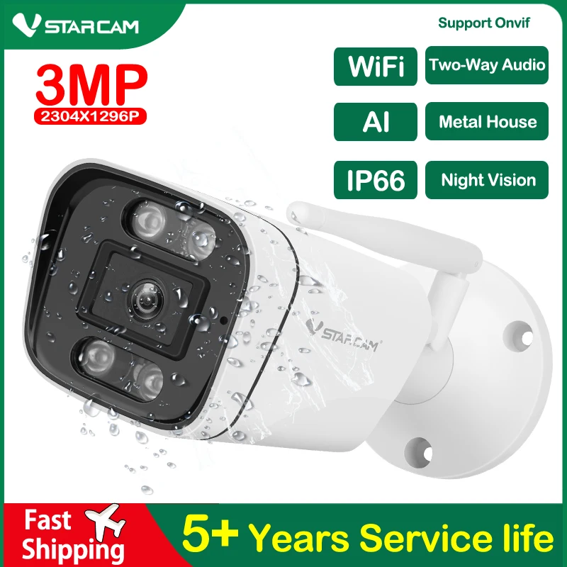 Уличная камера видеонаблюдения VStarcam CS58 HD 3 Мп, двустороннее аудио, Wi-Fi, инфракрасное ночное видение, 1296P, металлическая Водонепроницаемая кам...
Уличная камера видеонаблюдения VStarcam CS58 HD 3 Мп, двустороннее аудио, Wi-Fi, инфракрасное ночное видение, 1296P, металлическая Водонепроницаемая кам...