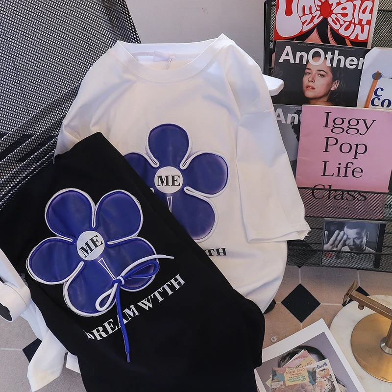 Tiktok Quality Pure Cotton Short SleeveTT-shirt Women's Summer2022Mid-Length Three-Dimensional Decoration New round Neck Top plu
Tiktok Quality Pure Cotton Short SleeveTT-shirt Women's Summer2022Mid-Length Three-Dimensional Decoration New round Neck Top plu