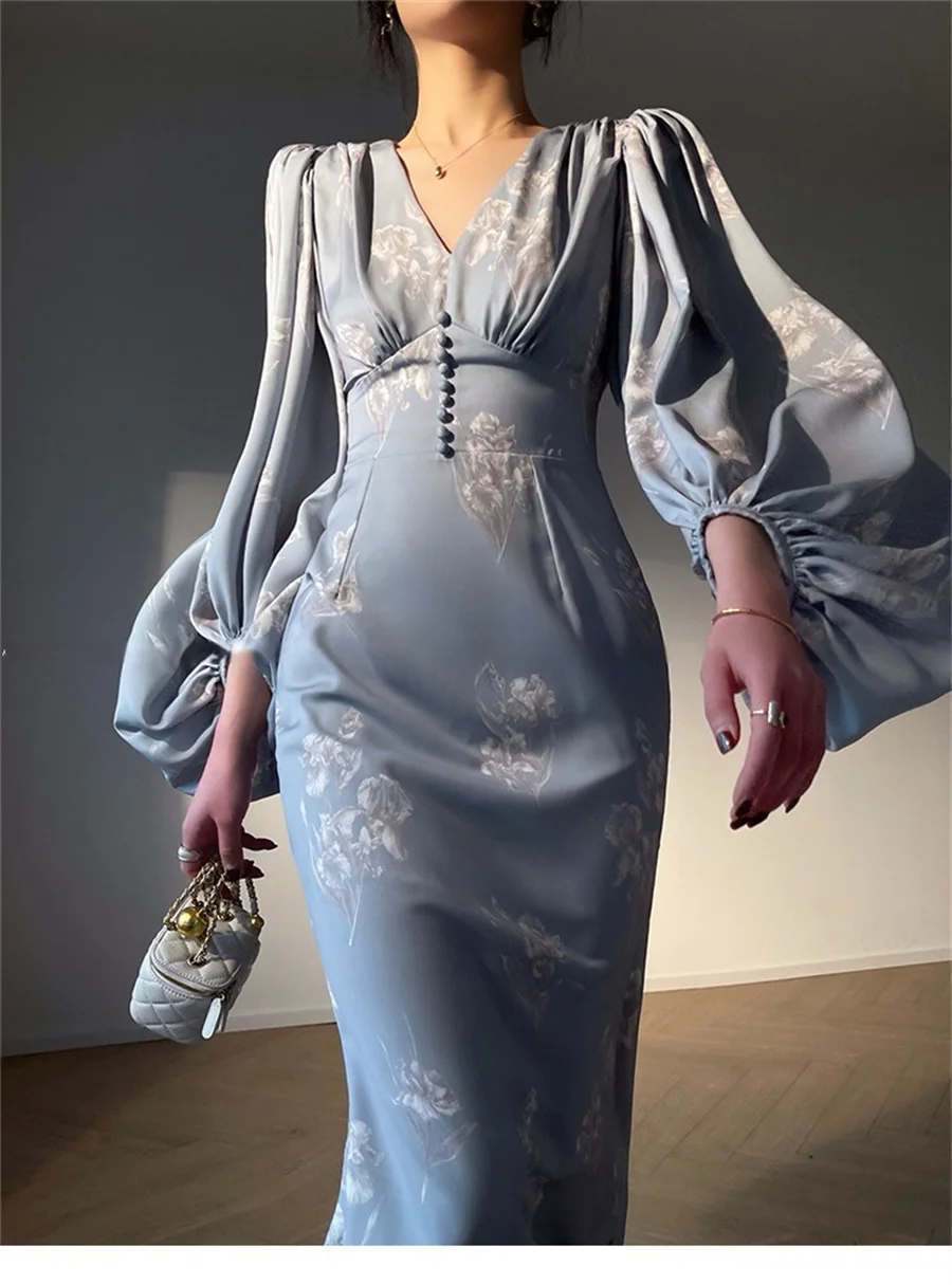 Printing Elegant Dresses For Women 2023 Summer New V-neck Long Sleeve Slim Mermaid Midi Dress Fmeale Clothing
Printing Elegant Dresses For Women 2023 Summer New V-neck Long Sleeve Slim Mermaid Midi Dress Fmeale Clothing