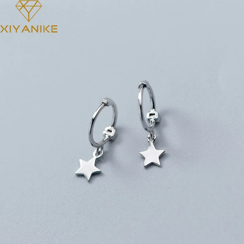

DAYIN Cute Heart Star Ear Buckle Dangle Earrings For Women Girl Luxury Korean Fashion New Jewelry Ladies Gift Party серьги