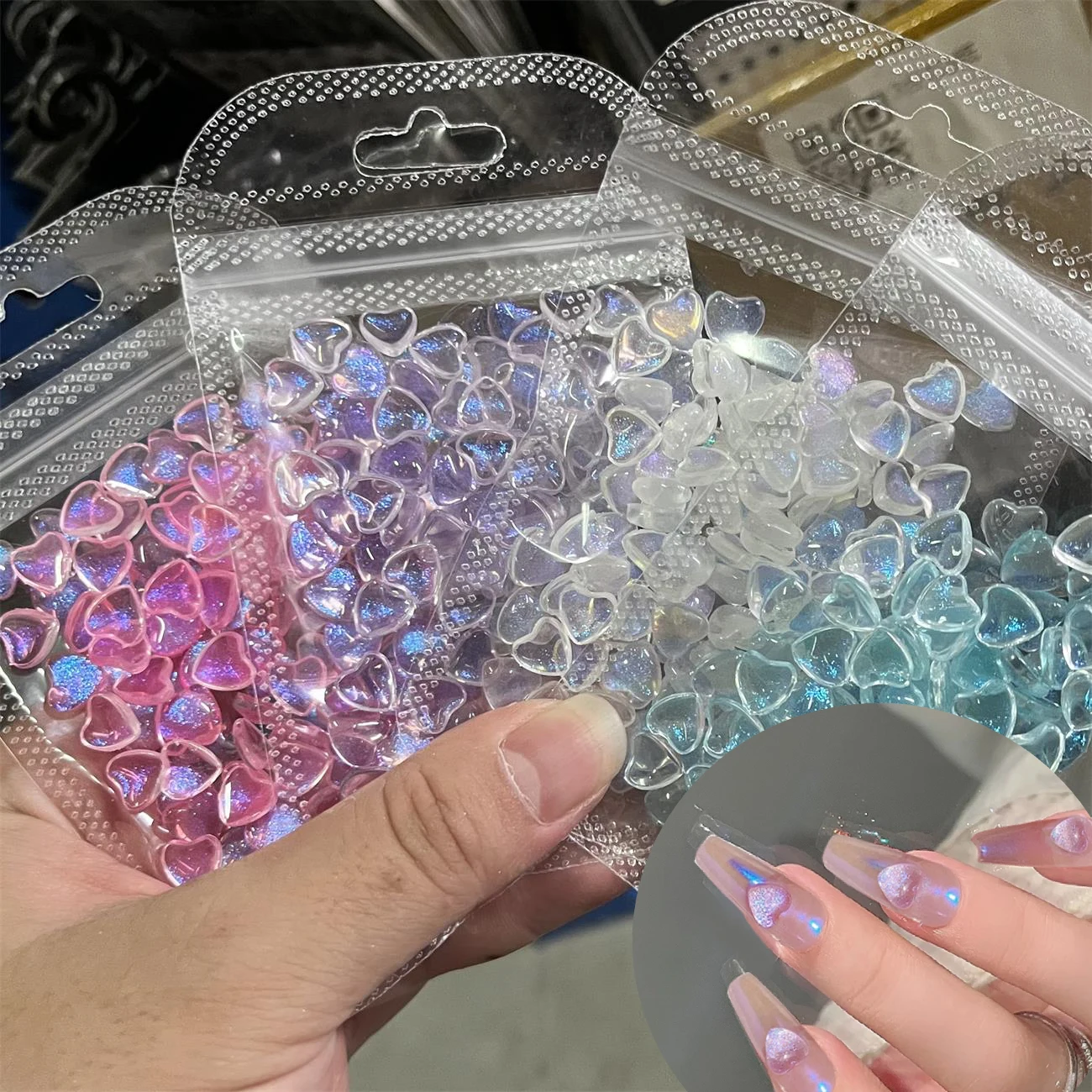 300pcs Aurora Glitter Heart Shape Nail Art Decorative 3mm/6mm/8mm Mixed Manicure DIY 3D Crystal Shiny Rhinestones Jewelry Parts*
300pcs Aurora Glitter Heart Shape Nail Art Decorative 3mm/6mm/8mm Mixed Manicure DIY 3D Crystal Shiny Rhinestones Jewelry Parts*