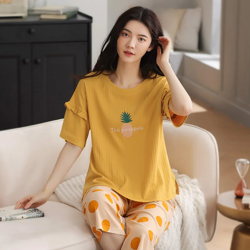 Plus Size M-XXL Women Pajamas Sets Soft Nightwear Summer Cotton Short Sleeve Pyjamas Sleepwear Female Pijamas Mujer
Plus Size M-XXL Women Pajamas Sets Soft Nightwear Summer Cotton Short Sleeve Pyjamas Sleepwear Female Pijamas Mujer