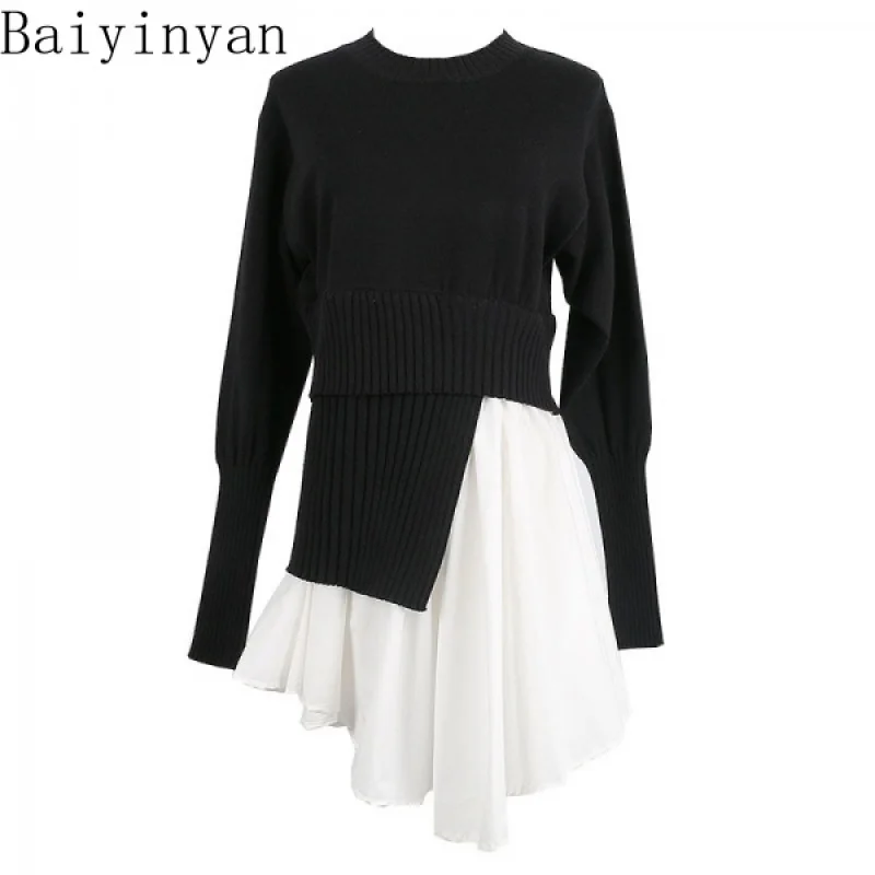 Korean Style New Women's round Neck Pullover Long Sleeve Car Cover Stitching Mid-Length Slim Black Knitted Fake Two Pieces
Korean Style New Women's round Neck Pullover Long Sleeve Car Cover Stitching Mid-Length Slim Black Knitted Fake Two Pieces