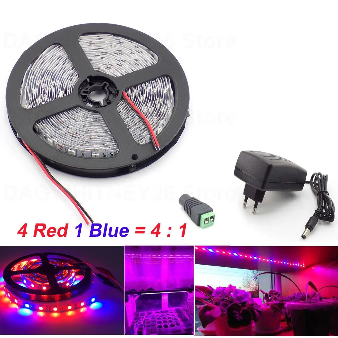 5M Waterproof Grow 5050 Led Strip plant grow Light 4 Red 1 Blue indoor growth lights greenhouse Lamp 12V Power Supply U26
5M Waterproof Grow 5050 Led Strip plant grow Light 4 Red 1 Blue indoor growth lights greenhouse Lamp 12V Power Supply U26