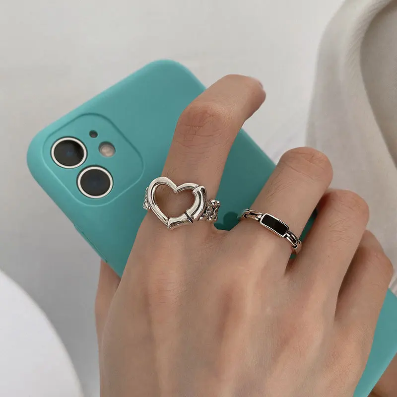 Korean Hollow Heart Black Index Finger 925 Sterling Silver Ring Women's Fashion Personality Anillos Mujer Stainless Steel Ring
Korean Hollow Heart Black Index Finger 925 Sterling Silver Ring Women's Fashion Personality Anillos Mujer Stainless Steel Ring