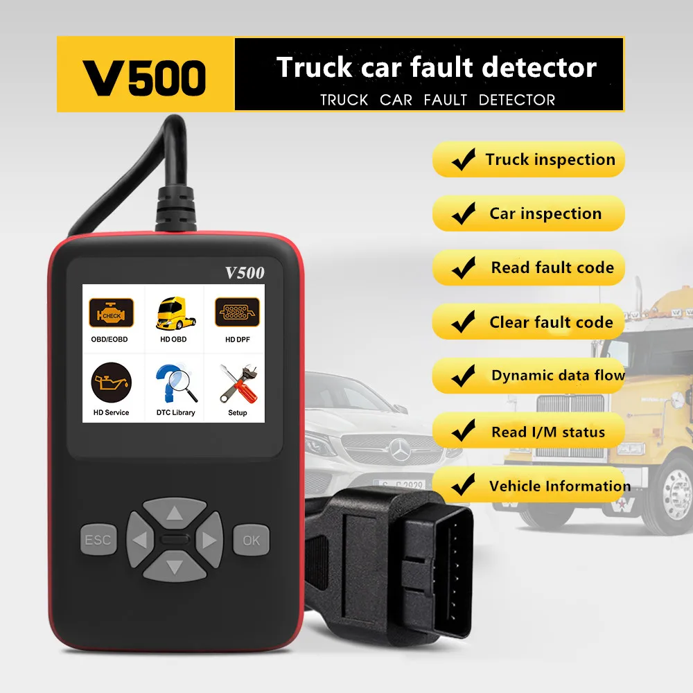 New V500 Car/Truck Diagnosis OBD CR-HD Device OBD Car Truck Diagnostic Tool Diagnostic Scanner auto Full OBD Code Reader Scanner
New V500 Car/Truck Diagnosis OBD CR-HD Device OBD Car Truck Diagnostic Tool Diagnostic Scanner auto Full OBD Code Reader Scanner