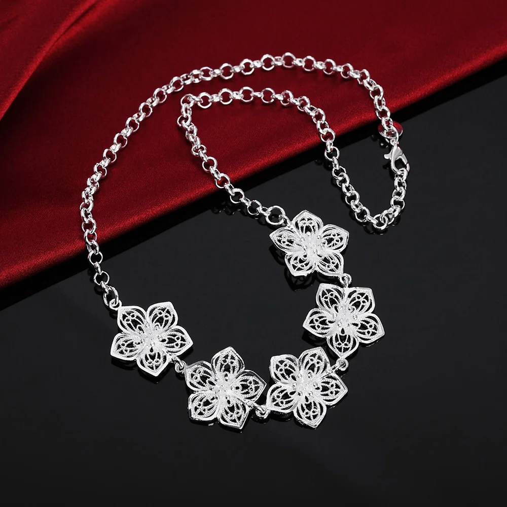 Fashion brand 925 Stamp Silver color Necklace For woman fine party Jewelry Beautiful Flowers Pendant gifts Wedding
Fashion brand 925 Stamp Silver color Necklace For woman fine party Jewelry Beautiful Flowers Pendant gifts Wedding